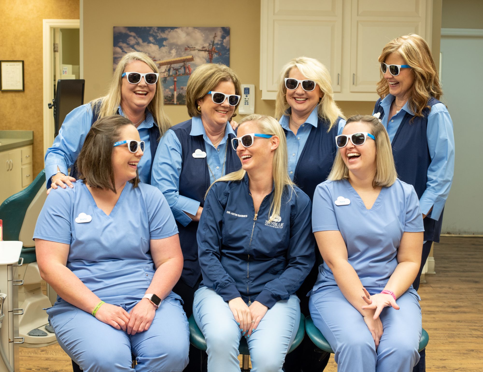 Dr. Barnes and the team at Skyblue Orthodontics smiling
