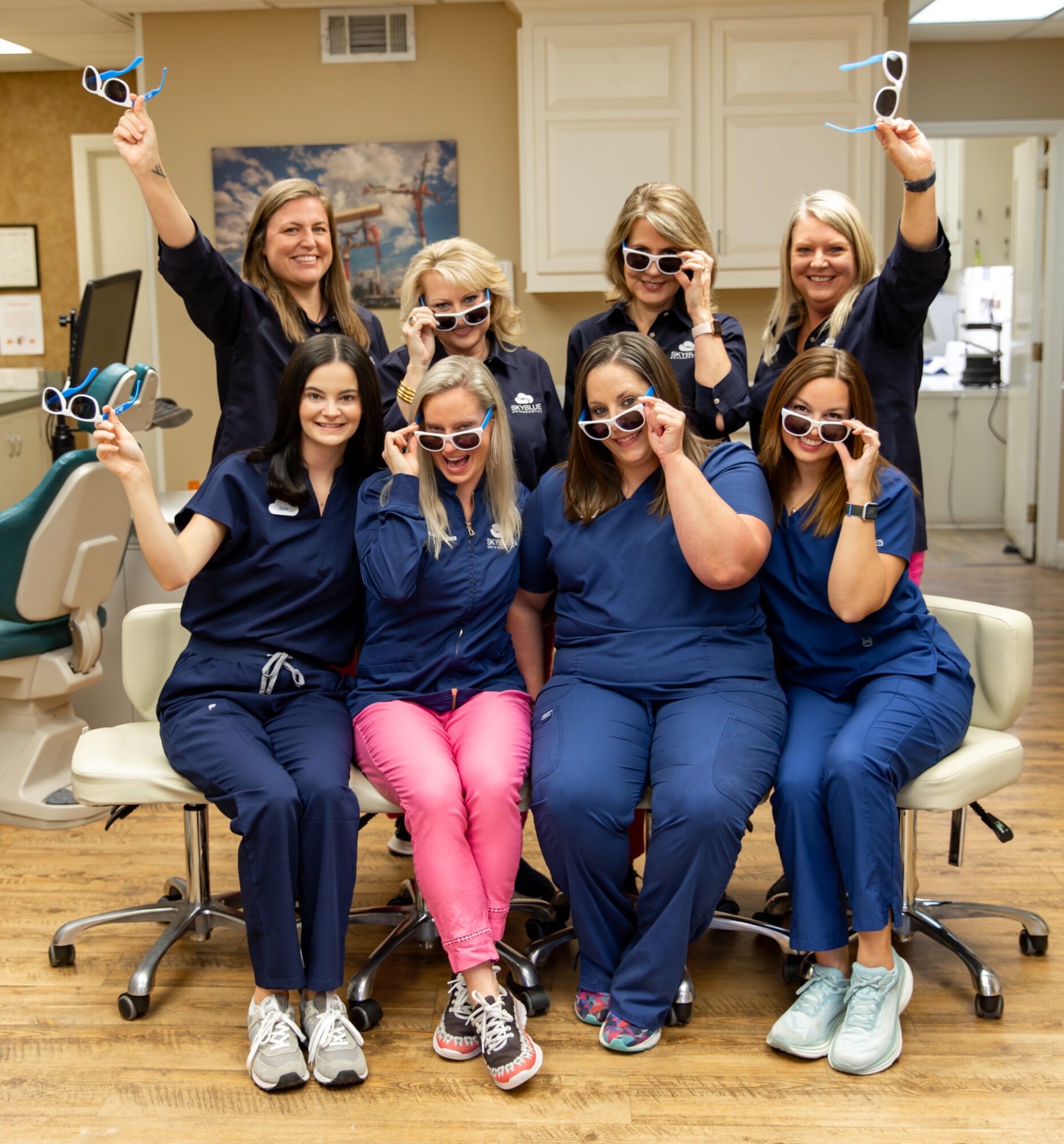 Dr. Barnes and the team at Skyblue Orthodontics smiling